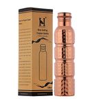 HealthGoodsIn - Pure Copper Seamless Hammered Water Bottle for Ayurvedic Benefits | Joint-free Copper Water Bottle