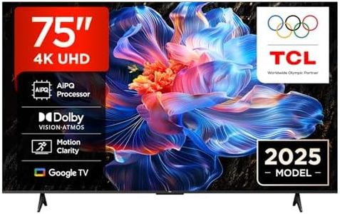 TCL 75V6C-UK 75" 4K Ultra HD, HDR TV, Smart TV Powered by Google TV (Dolby Audio, Voice Control, compatible with Google assistant, Chromecast built-in, 2025 New Model)