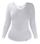 HEAT HOLDERS - Ladies Winter Warm Cotton Thermal Underwear Long Sleeve Top Vest (L/XL (40-52" Bust), White)