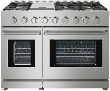GarveeHome 48 in. 7.0 cu. ft. Full Gas Freestanding Range with 6 Sealed Burner Gas Cooktop & Griddle Cooktop, Cast Iron Grates and Primary Convection Oven in Stainless Steel