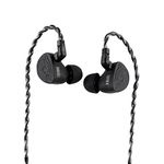 Tripowin Piccolo 11mm LCP Dynamic Driver in Ear Monitor, Dual-Cavity IEM Earphones, Balanced Sound, with Detachable OCC 0.78mm 2 Pin Cable for Audiophile Musician DJ Stage (Black, Without Mic)