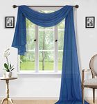 Sapphire Home Window Scarf Valance Curtains - Extra Long Sheer Valances for Windows - Voile Swag Curtains for Living Room, Kitchen, and Bedroom Decor, Weddings, Events - 37" x 216" - 1 pc - Navy