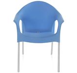 Nilkamal Mid Back Chair with Arm NS09SS | Chair for Living Room, Bed Room, Kitchen, Office Room, Outdoor| 100% PolyPropylene Stackable Chair | (Blue)