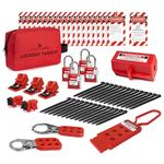 TRADESAFE Electrical Lockout Tagout Kit - Hasps, Clamp on and Universal Multipole Circuit Breaker Lockouts, Loto Tags, Plug Lockout, Loto Locks Set (1 Key Per Lock) for Safe Electrical Lockouts