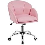 Yaheetech Computer Chair Leather Desk Chair Cute Makeup Vanity Chair with Armrests for Home Modern Swivel Rolling Simple Pink