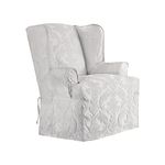 SureFit Matelasse Damask Wing Chair-White