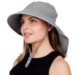 Jan & Jul Adjustable Sun-hat for Men and Women with Chin-Strap, UPF 50+, Large Neck Flap (Aqua-Dry Adventure: Grey, M)