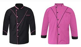 MIRISHQ piping Men'S Chef Jacket Light Wieght Multi-Colour Chef Coat Pack of 2 (XS-6XL, 10 Colors), Pink, 4X-Large