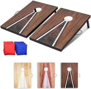 GoSports 3 x 2 ft Cornhole Board Set - Portable Outdoor Toss Game for Adults & Family - Includes Set of 8 Bean Bags with Built-in Storage - Dark Rustic
