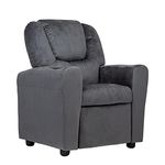 Marabell Kids Microsuede Recliner Chair with Cup Holder (Grey - Fabric)