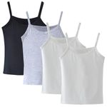 Lohhbve Kids Classic Solid Camisole Undershirts for Toddler Girls 4 Pack Sleeveless Cotton Soft Racerback Tank Top Multipack