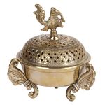 Kartique Brass Loban Burner with Peacock Incense Holder for Aromatic Ambiance Gold Color Height 6.5 Inch