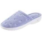 isotoner Women's Signature Terry Floral-Embroidered Slipper, Periwinkle, 5.5-6