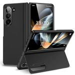 FDHYFGDY For Samsung Galaxy Z Fold 6 Case with Holder, Hard PC Protective Case, Scratch-Resistant Rugged Cover for Galaxy Z Fold 6, Folding Stand Case (Black)