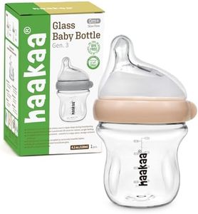 haakaa Gen.3 Natural Glass Baby Bottle 4.2oz/120ml - Wide Neck, Anti-Colic Slow Flow Nipple,Easy to Clean, 0M+ Breastfed Babies, Newborn Registry Essentials,BPA Free-Peach