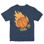 Heybroh Kids T-Shirt Game On - Basketball 100% Cotton Boy's Girl's Regular Fit Unisex T-Shirt (Navy Blue; 2-3 Years)