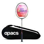 Apacs Accurate 77 (Unstrung, 6.8mm Extra Slim Shaft) 35 LBS Max Tension | Made in Vietnam | Aero Armor Frame (Hi-Tension) | 100% Japanese Graphite Badminton Racket with Free Full Cover (Orange Black)