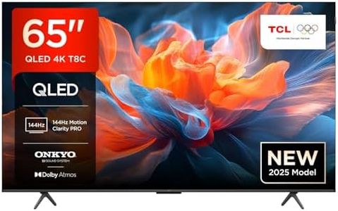 TCL 65T8C-UK 65" 4K 144Hz Gaming QLED Onkyo 2.1 Dolby Atmos Google TV with Dolby Vision & HDR 10+ BBC iPlayer (2025 New Model)