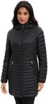 Women Ultralightweight Down Jacket Winter Puffer Jacket with Hood, Black, Large