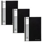 Pukka Pad Black Linen Casebound A4 Pad – Pack of 5 Hardback Notebooks with 192 Pages of 90GSM Paper with 8mm Lines and Margin – 29.7 x 21cm, Black