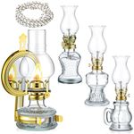 Baquler 4 Pcs Large Kerosene Wall Oil Lamp for Indoor Use Wall Mount Oil Lamp Hurricane Lamp Oil Vintage Glass Antique Oil Lamp with 6.6 Feet Extra Wick Oil Lanterns for Indoor Use Emergency