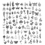 Skyzone Charms Pendants for Jewellery Making,100 Pieces Mixed Retro Silver Metal Charms for Bracelet Necklace Bracelet Earrings DIY Jewellery Making Accessories