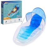 Swimways Dry Float Shadester Pool Float, Translucent Inflatable Recliner Chair for Adults with Fast Inflation, Canopy, Foot Rest & Cup Holder