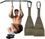 Gymreapers Hanging Ab Straps For Core Strength and Abdominal Training - Padded Adjustable Arm Supports For Bodyweight Exercises (Ranger Green)