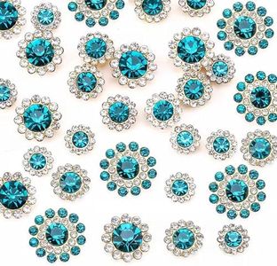 100pcs Sew on Rhinestones Crystals Glass Gems Metal Claw Mixed 8mm 10mm 12mm 14mm Sunflower Garments for Sewing Headband Jewelry Crafts Clothes Shoes Belt Accessories(12 Blue Zircon)