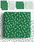 Christmas Spruce Wrapping Paper Set with Tags - 8 Recyclable White and Green Xmas Gift Wrap Sheets with 8 Matching Cards | 100% Recycled and Recyclable Paper (Christmas Spruce)