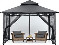 MASTERCANOPY 2.5x2.5 Outdoor Gazebo for Patios Steel Frame with Mosquito Netting for Backyard Deck Lawn Garden (Dark Gray)