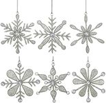 Handmade Snowflake Iron & Glass Pendant Christmas Tree Ornaments Set | ShalinIndia Elegant Hanging Decor for Home and Party Decoration | Ideal 6 Inches Christmas Decorations for Tree (E)