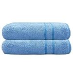 Kyniog 2 Bamboo Bath Towels Large Set Clearance -Pale Blue (70cm x 140cm), GSM 550 - Anti-bacterial Luxury Towel - 70% Bamboo and 30% Cotton, Ultra-Absorbent & Quick Dry Bamboo Bath sheets