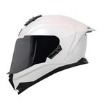 Steelbird SBH-57 Fighter ISI Certified Full Face Helmet for Men and Women with Inner Chrome Sun Shield (X-Large 620 MM, Glossy Pearl Chrome)