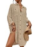 Bsubseach Beach Cover Up for Swimwear Women Summer Shirt Dress Button Down Swimsuit Coverups Light Khaki