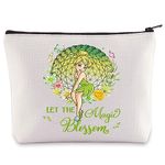 WZMPA Princess Tinker Bell Cosmetic Bag Tinker Bell Fans Gifts Let The Magic Bloom Makeup Zipper Pouch Bag Fairytale Movie Merchandise (Tinker Bell -Bloom)