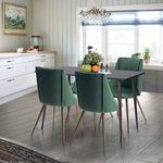 HOMY CASA Dining Chairs Set Dining Room Chairs Set of 4, Upholstered Velvet Kitchen Chairs Mid-Century Modern Side Chair Set Accent Chairs with Soft Seat Metal Legs, Dark Green