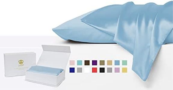 Luxor Crown Set of 2 Mulberry Silk Standard Pillowcases (Sky)