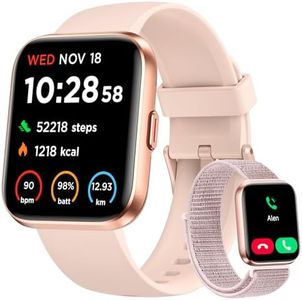 Smart Watch for Women, Answer/Make Calls, Alexa Built-in, 1.85" Touch Screen Fitness Tracker for Android & iPhone, Heart Rate/Sleep/SpO2 Monitor Smartwatch, IP68 Waterproof 100+ Sport Modes, 2 Bands