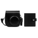 Protective Camera Case for Fujifilm Instax Mini 11 12 9 Instant Camera with Instax Mini Album, Photo Album for Fujifilm Instax Mini Camrea, PU Leather Bag Cover with Removable Adjustable Strap, Black