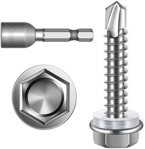 Mywish 150pcs #14×1-1/4" Self Tapping Screws for Metal, Self Drilling Screws for Metal, 410 Stainless Steel, Hex Washer Head Self Drilling Screws, High-Strength Self Tapping Sheet Metal Tek Screws