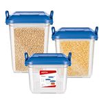 MILTON Silo Plastic Storage Containers (15/20/25) Set of 3 (14.45 Litres, 18 Litres, 23 Litres), Blue | Storage Jar | Kitchen Organiser | BPA Free | Stackable | Modular | Nestable