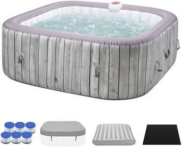 UHOMEPRO Inflatable Hot Tub Spa Set, Outdoor Bubble Massage Portable Hot Tubs with 130 Soothing Jets, Insulated Cover, Internal Heater Pump, 6 Filter Cartridges