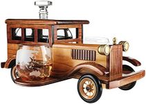 Old Fashioned Car Whiskey Decanter Set, Very Large 15" x 13" x 7" 750ml Decanter Spigot, and 2-10oz Whiskey Tumbler Old Fashion Glasses, Old Fashioned Vintage Car, Limited Edition, Great Bar Gift!