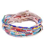 KELITCH 10 PCS Shell Beaded Colour Wrap Bracelet Adjustable Handmade Friendship Bracelets Gift for Friends (Color 3)