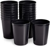 Juvale Black Stadium Cups, Reusable Plastic Party Tumblers (16 oz, 16 Pack)…