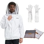 Mr.Bee Professtional Beekeeping Suit, Jacket with Removable Fencing Veil Hood Premium Beekeeper Jackets (XL)