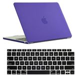 RUBAN MacBook Air 13 Inch Case 2022 Release 2021-2018 A2337 M1 A2179 A1932 - Hard Snap On Protective Case and Keyboard Cover for MacBook Air 13 Version with Touch Bar (Purple)