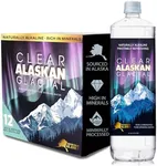 Clear Alaskan Fresh Glacier Water - Naturally Alkaline Glacial Water, rich in Minerals and Electrolytes | 33.8 Fl Oz (1000 ml) - Pack of 12 | Pristine and bottled at the source in BPA-free plastic bottles