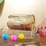 VEVOR Raffle Drum,Holds 2500 Tickets or 100 Ping Pong Balls, Metal Lottery Spinning Drawing with Wooden Turning Handle,11.6 x Ø7.48 inch Brass Plated Raffle Ticket Spinning Cage, for Bingo Ballot Pa